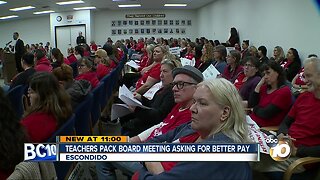 Escondido teachers pack district meeting demanding better pay, benefits