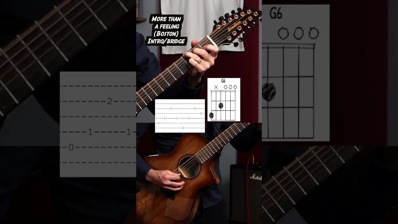 More than a feeling verse and chorus play through with guitar tabs #shorts