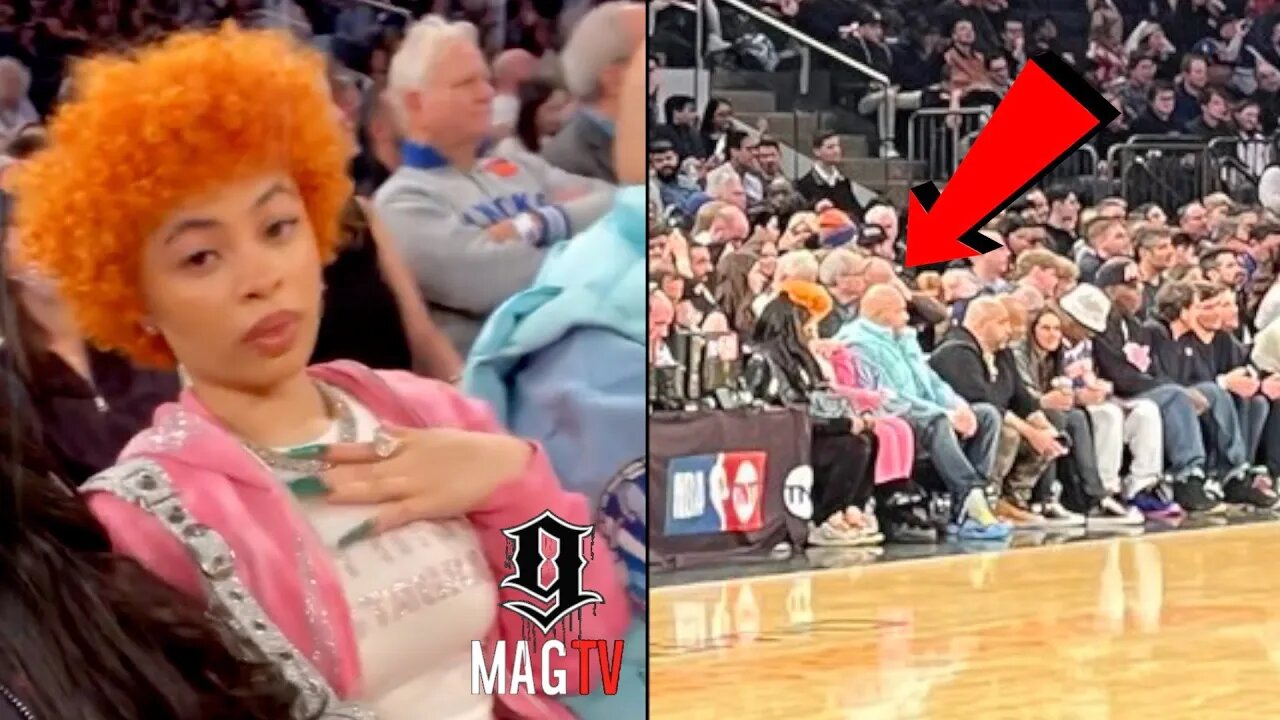 Ice Spice Spotted Sitting Courtside Next To Fat Joe At Knicks Vs. Warriors Game! 🏀