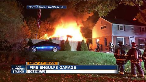 Garage fully engulfed in flames in Glendale