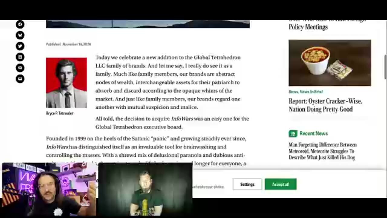 The Onion Buys -Shuts Down InfoWars. Trump Appointments Cause More Lefty Meltdowns &.. 11.15.24,