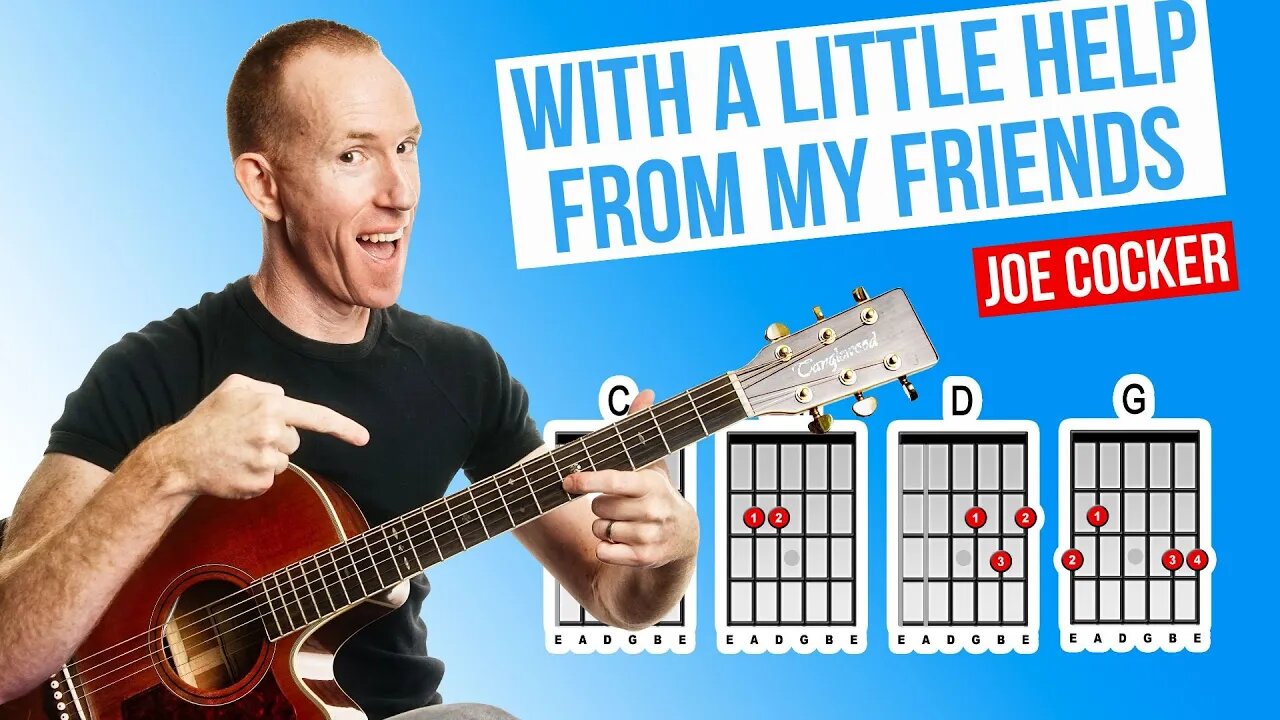 With A Little Help From My Friends ★ Joe Cocker ★ Acoustic Guitar Lesson [with PDF]