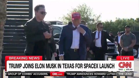 🇺🇸 | O presidente Trump chegou para assistir ao lançamento da SpaceX com Elon Musk.