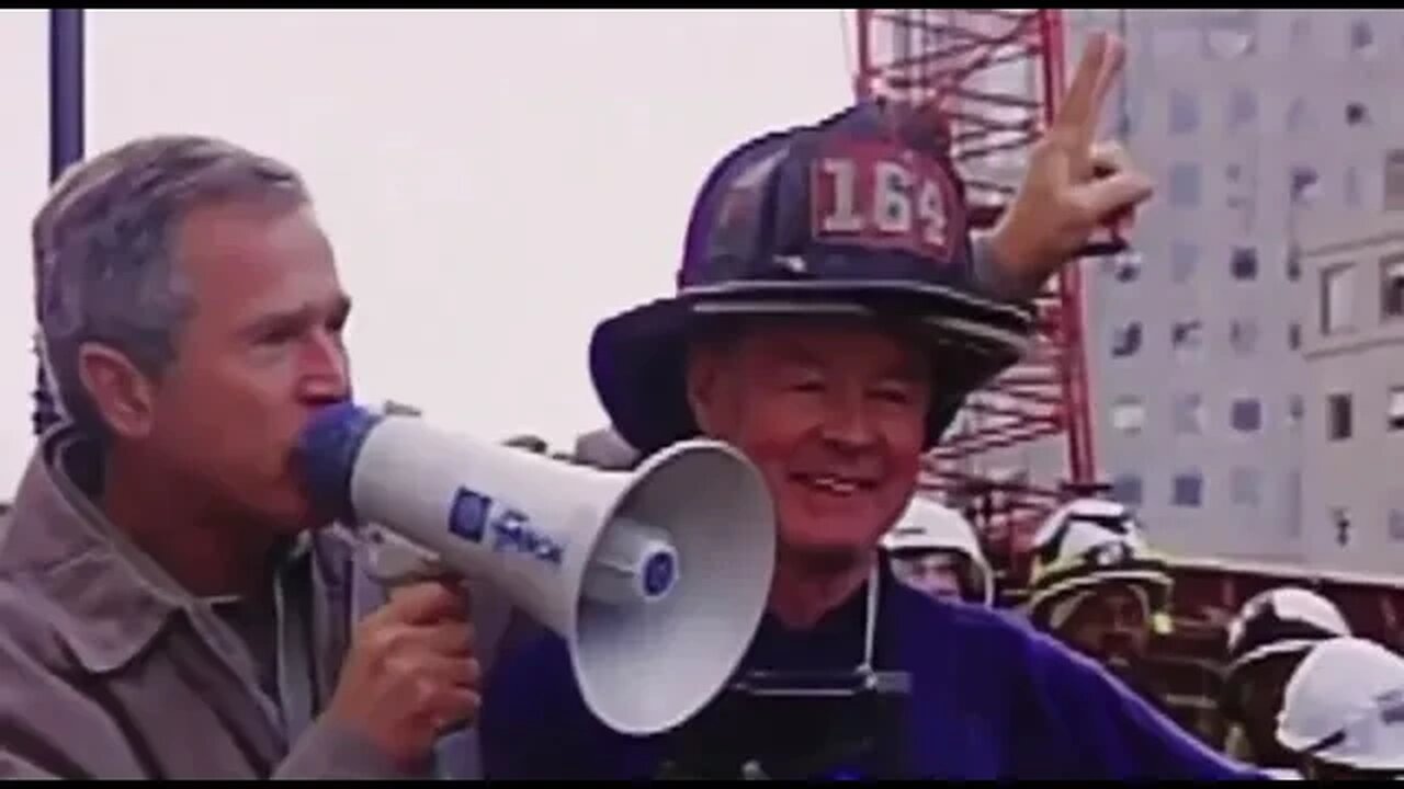 President George W Bush at Ground Zero after the September 11 attacks ￼