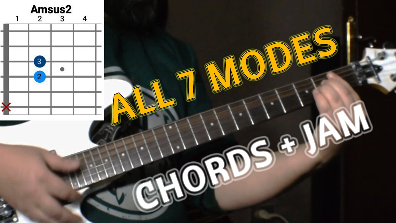 Play 7 Guitar Modes in A Backing Track + Chords