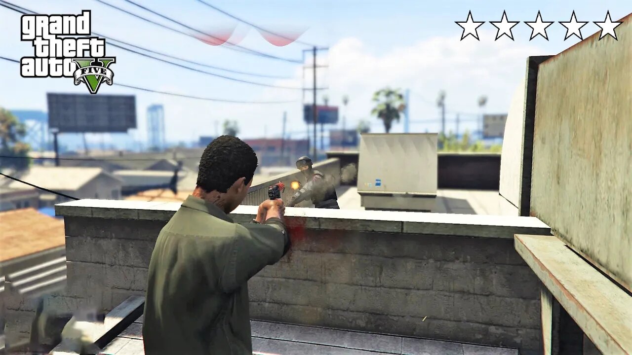 GTA 5 - Lamar’s FIVE STAR COP BATTLE (GTA V Funny Moments)