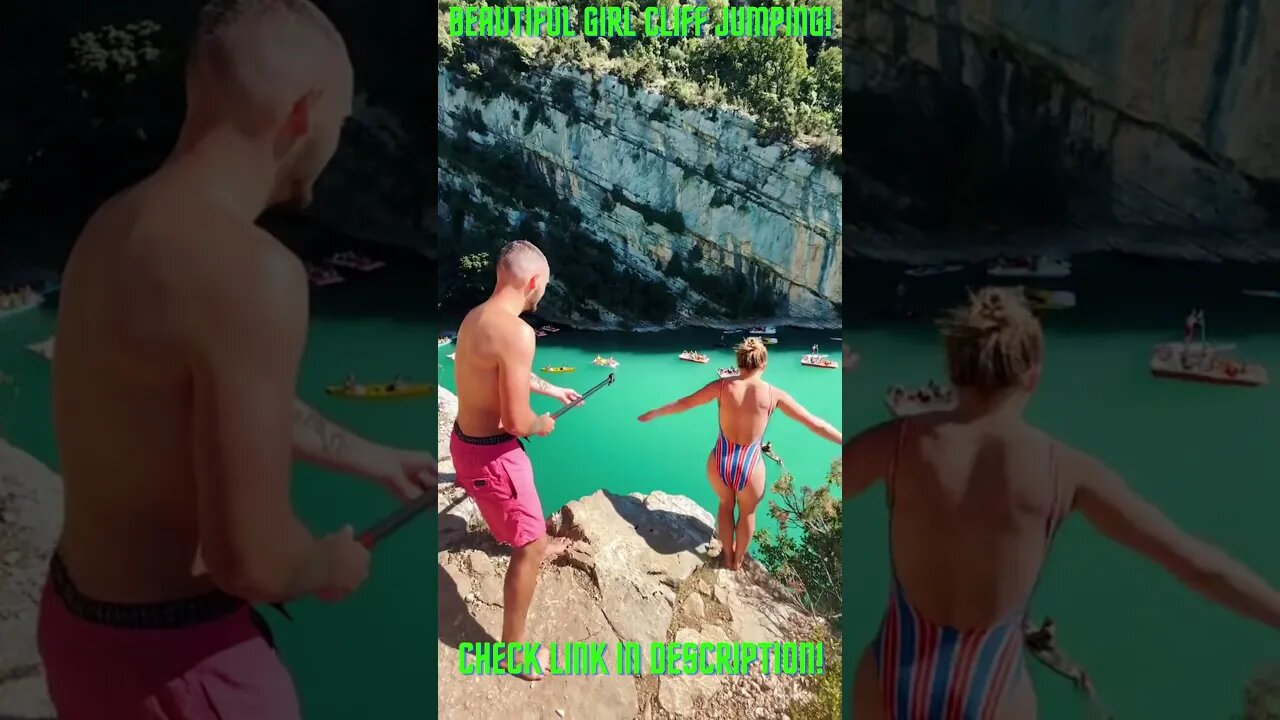 Beautiful Girl Jumping Off Cliff! Amazing Compilations!: #Shorts YoutubeShorts #Girl #BeautifulGirl