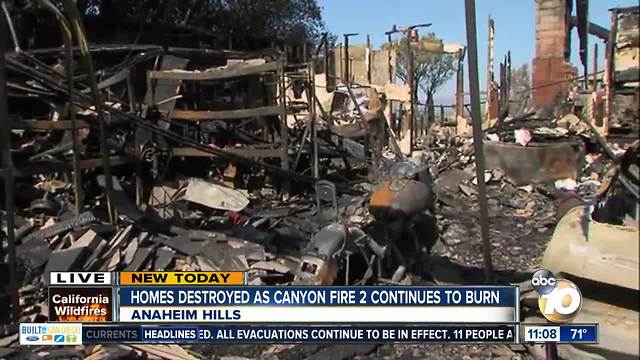 Homes destroyed as Canyon Fire 2 continues to burn