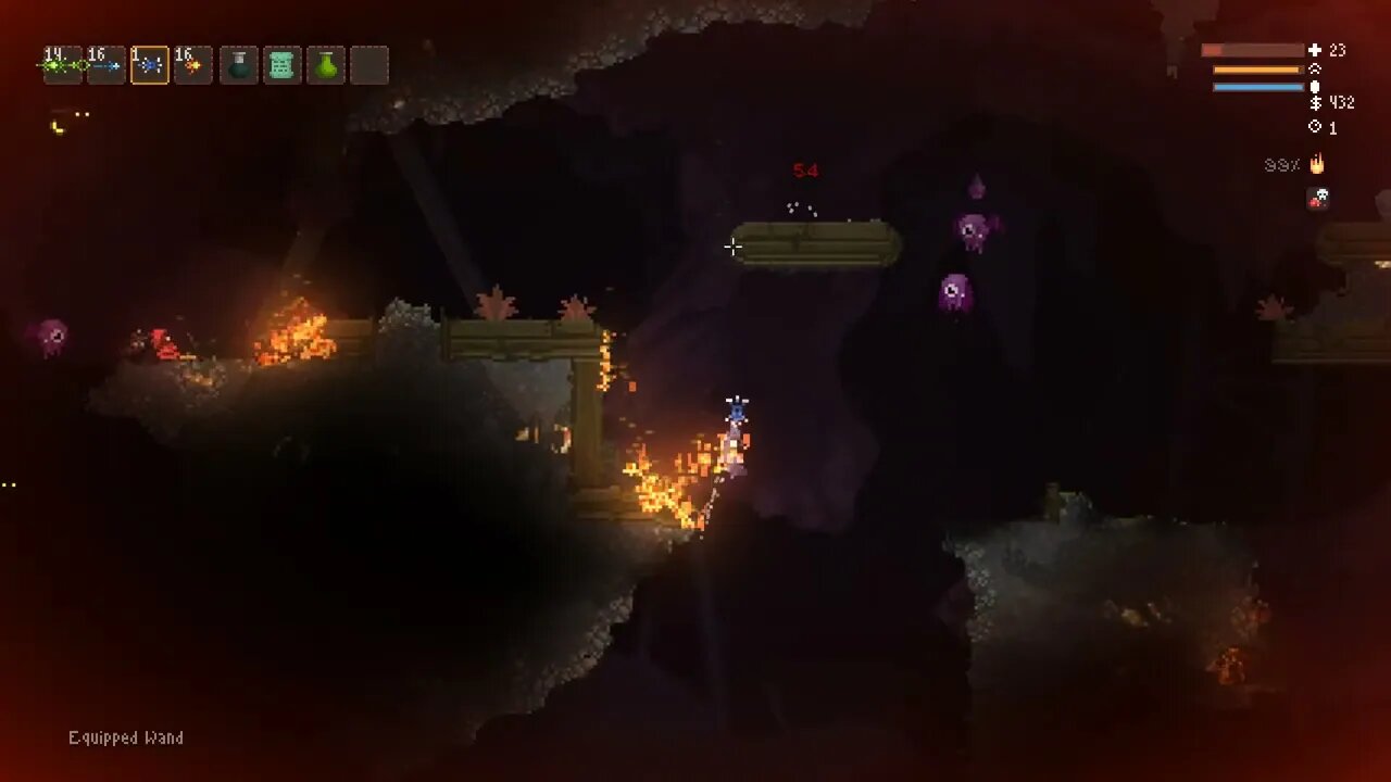 Noita [aax] daily run for 2023.MARCH.27 Maybe my weirdest wand and perk mishmash yet. O(∩_∩)O