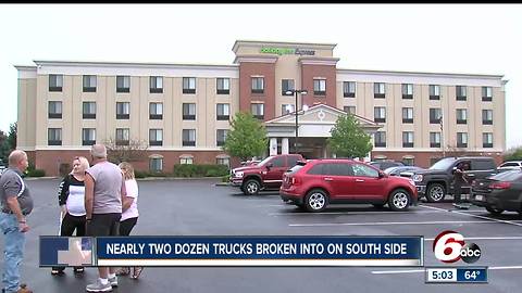 Dozens of vehicles broken into in hotel parking lot on Indianapolis’ south side