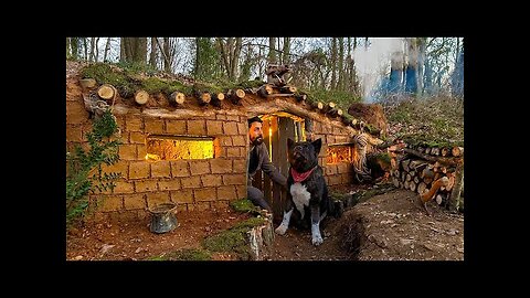 Building UNDERGROUND Bushcraft MUD SHELTER for 3 Days SURVIVAL. Fireplace Cooking. Camping Asmr