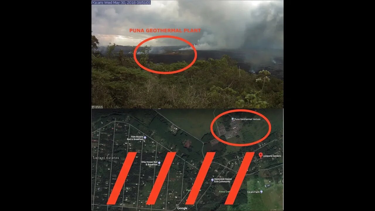 Live Footage, Kilauea Volcano Lava Covering Wells at Geothermal Plant, Latest