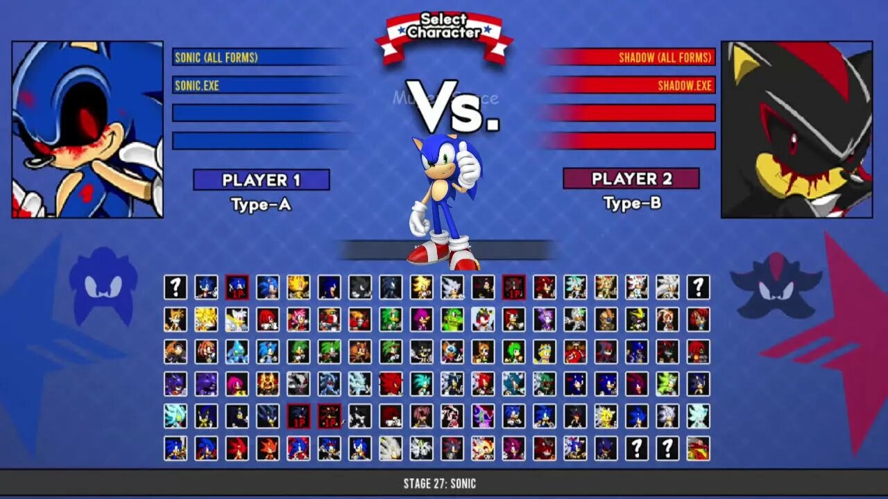 Sonic all forms & Sonic exe VS Shadow all forms & Shadow exe I Sonic Battle MUGEN HD