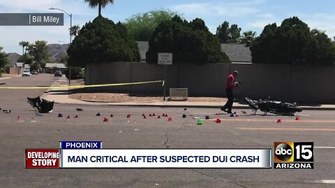 Motorcycle rider critical after suspected DUI crash