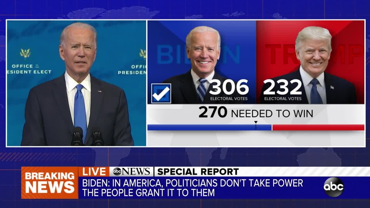 SPECIAL REPORT: President-elect Joe Biden addresses the nation after the Electoral College voted to solidify his victory in the 2020 presidential election