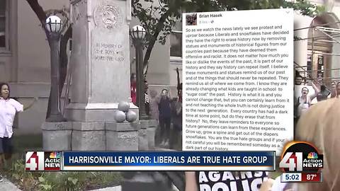 Harrisonville mayor apologizes for calling liberals 'true hate groups'