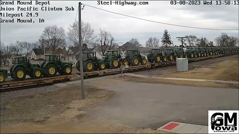 UP 6318 Ex-SP Leading EB Manifest at Belle Plaine and Grand Mound, IA on March 8, 2023