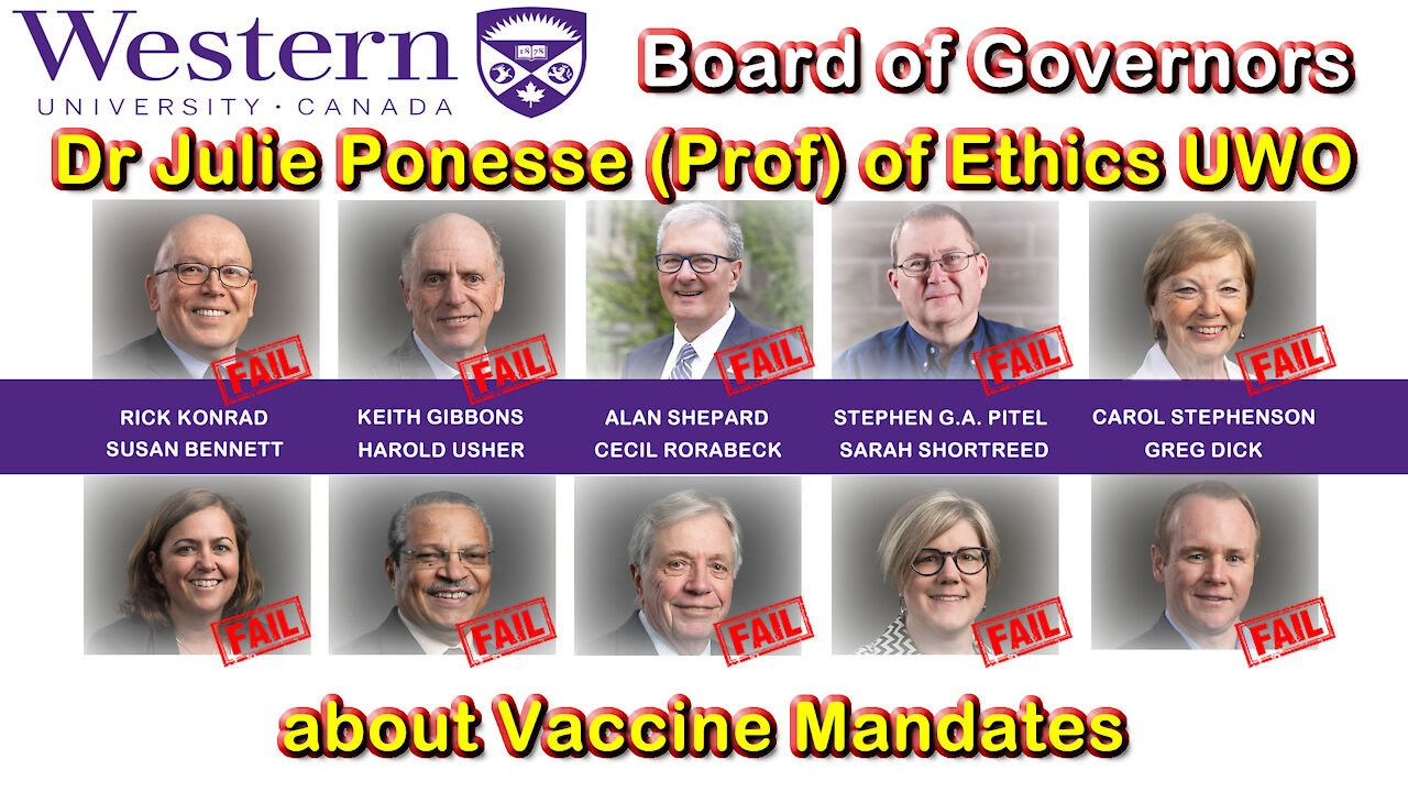 2021 SEP 07 Dr Julie Ponesse (Prof) of Ethics at the Uni of Western Ontario about Vaccine Mandates