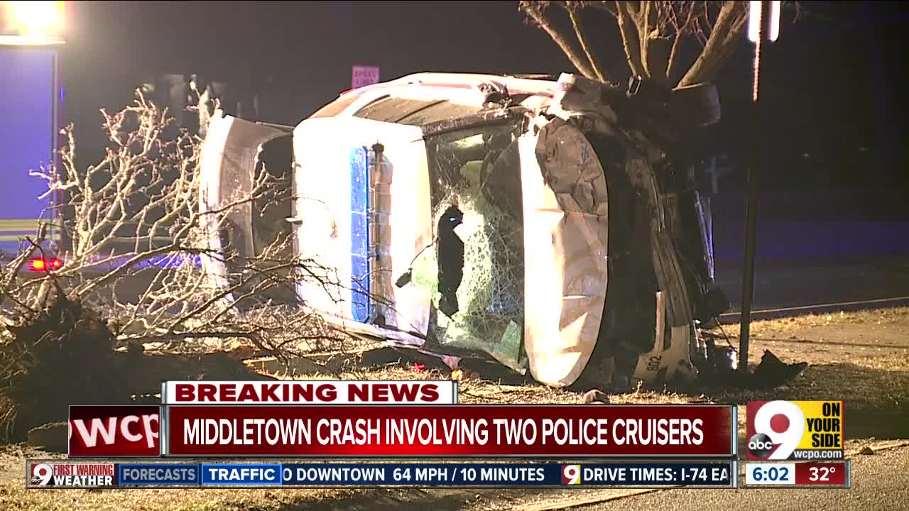 OSHP: Police officer hurt after crash involving two Middletown police cruisers