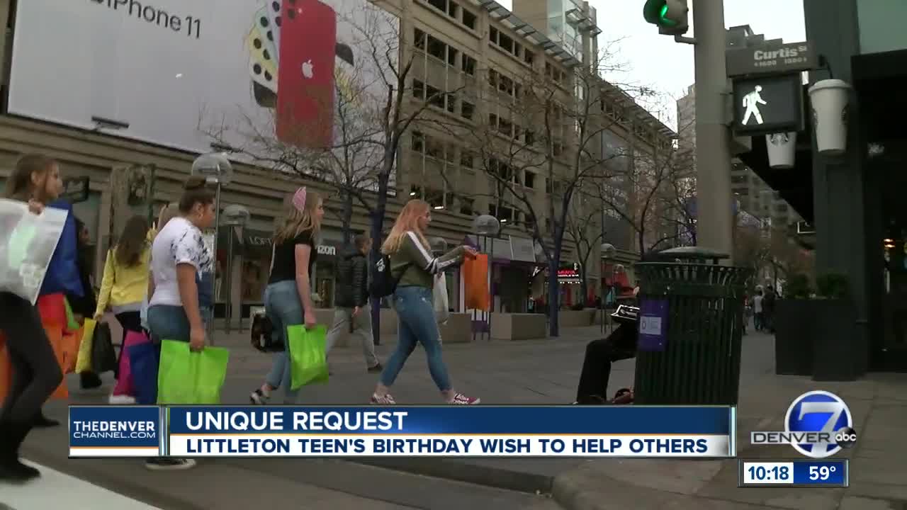 Littleton teen uses birthday to donate to less fortunate