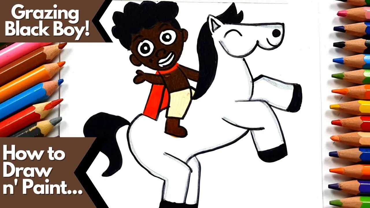 How to draw and paint Grazing Black Boy