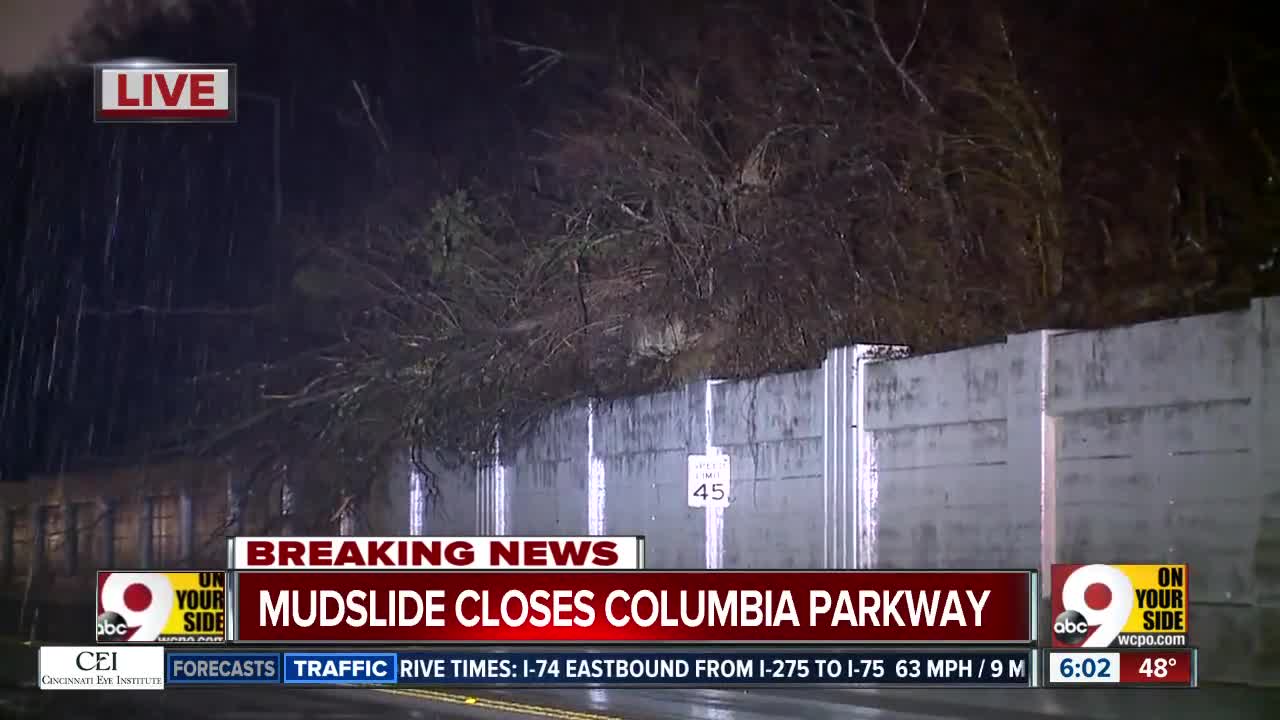 Landslide closes Columbia Parkway