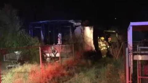 VIDEO: Man, dog escape from mobile home blaze