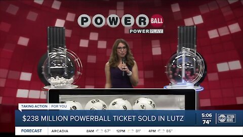 Powerball ticket worth $238 million sold at Publix in Lutz