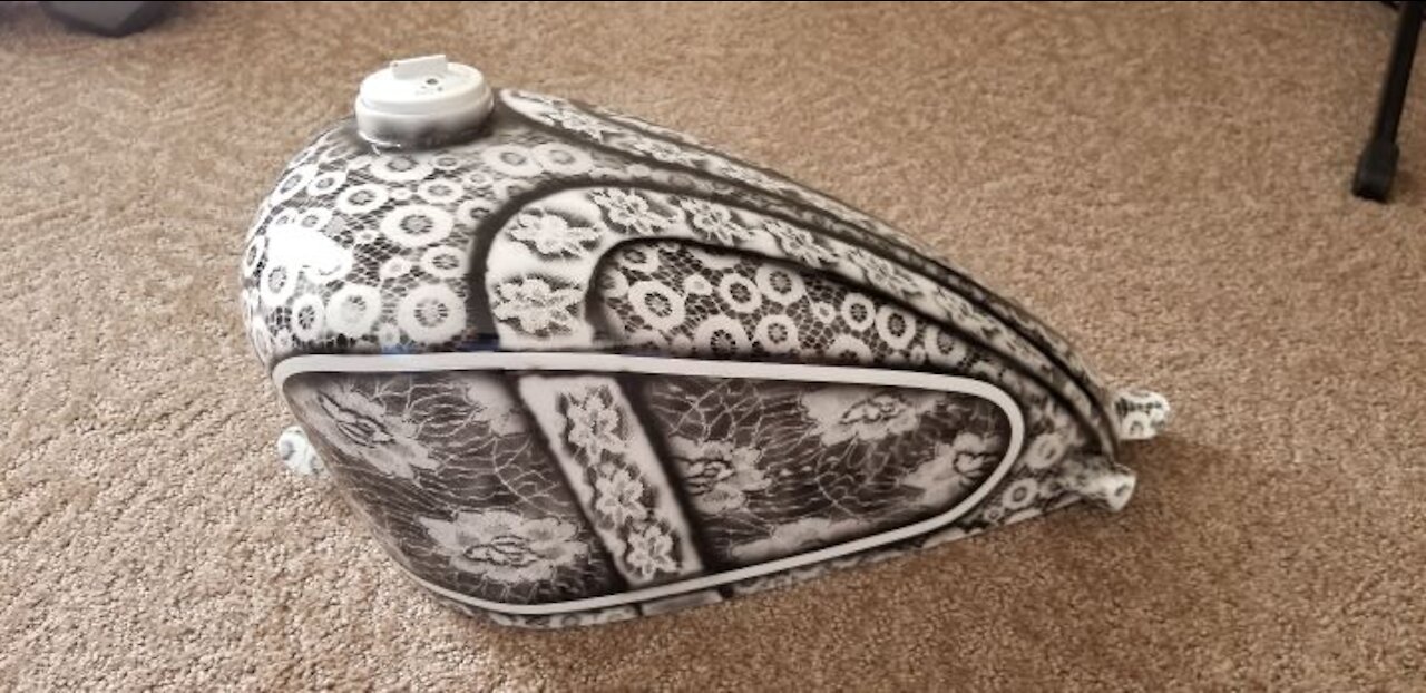 Old school lace painted chopper tank.