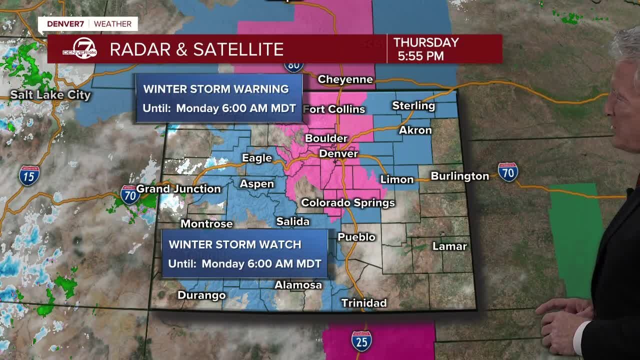 Storm expected to bring 15-25 inches of snow to Denver area this weekend; winter storm warning issued