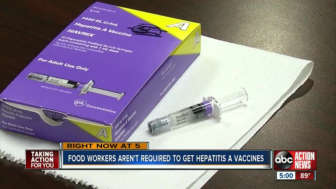 Food workers aren't required to get hepatitis A vaccines