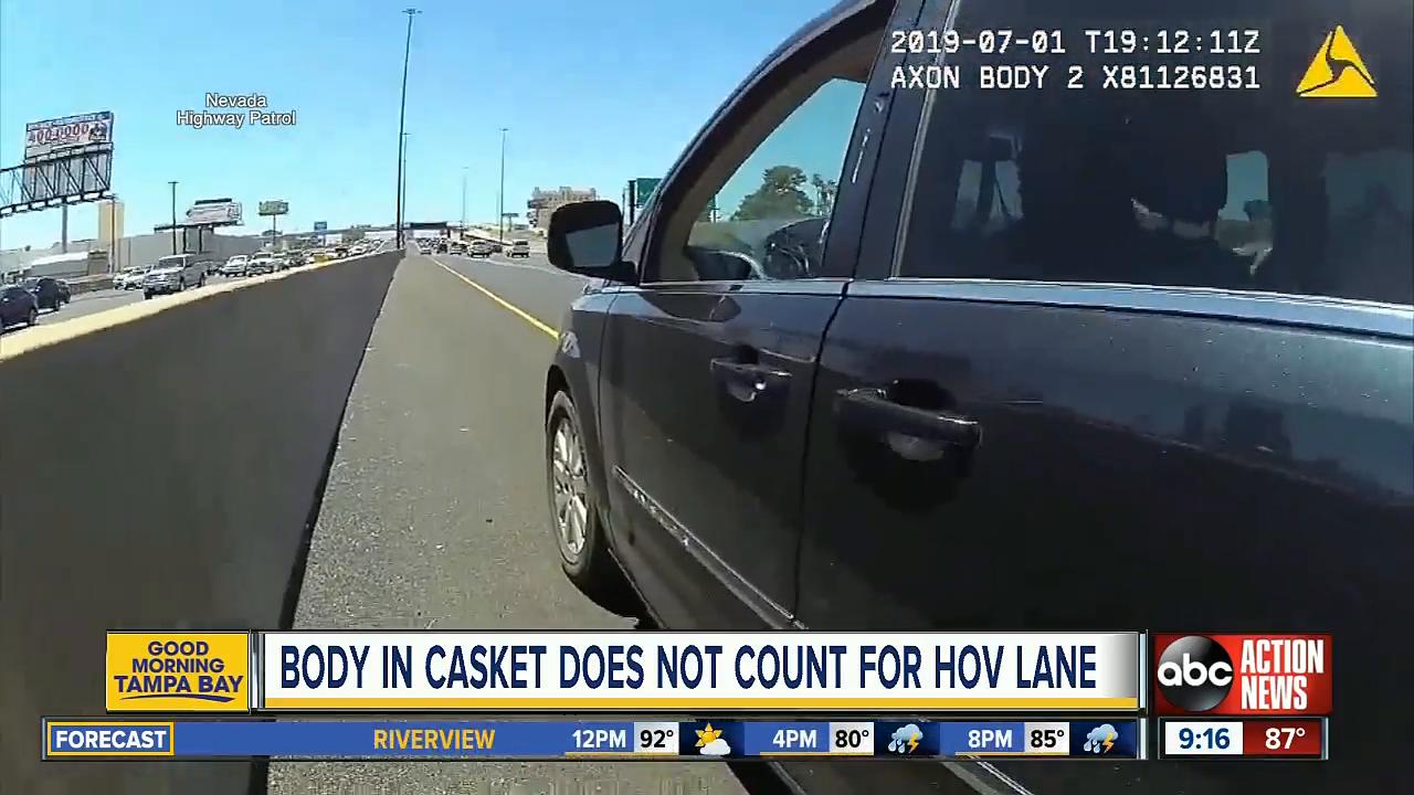 Driver learns a dead body doesn't count for using a HOV lane