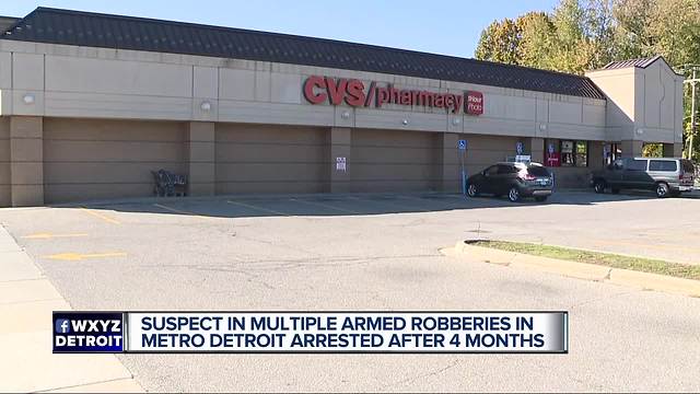 Suspect in multiple armed robberies in metro Detroit arrested after 4 months