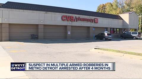 Suspect in multiple armed robberies in metro Detroit arrested after 4 months
