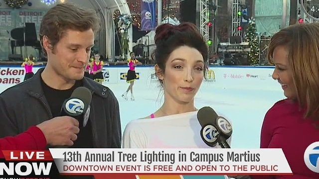 Meryl Davis and Charlie White at the Detroit Tree Lighting