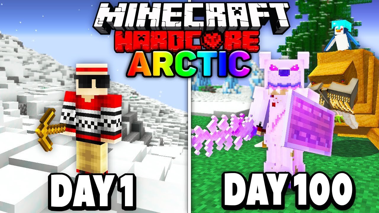 Survived 100 Days in the Arctic on Minecraft.. Here's What Happened..