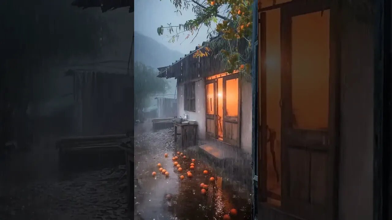 柿落门庭径,雨下院墙中,忧思佳人痛,心伤无人听