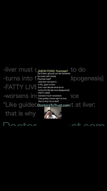DR JASON FUNG: Fructose is not INNOCENT!! It HAS to be metabolized in liver...causing FATTY LIVER!