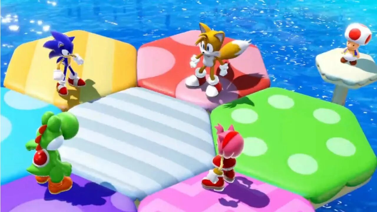 Sonic, Tails, Amy Rose, & Yoshi in Mario Party Superstars