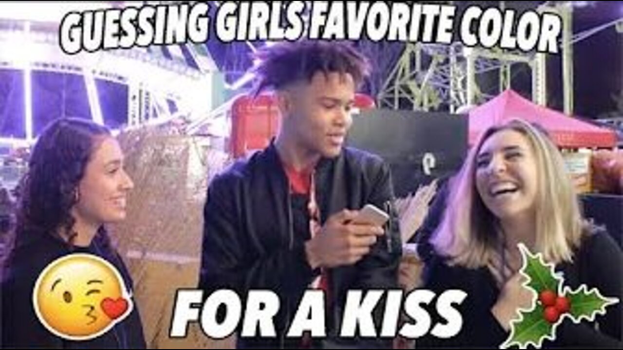 GUESSING GIRLS FAVORITE COLOR FOR A KISS !!! 😘🎄 UNDER A MISTLETOE (CHRISTMAS SPECIAL 🎁)