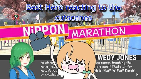 vtuber Elena Yunagi reacting to the News scenes in - Nippon Marathon