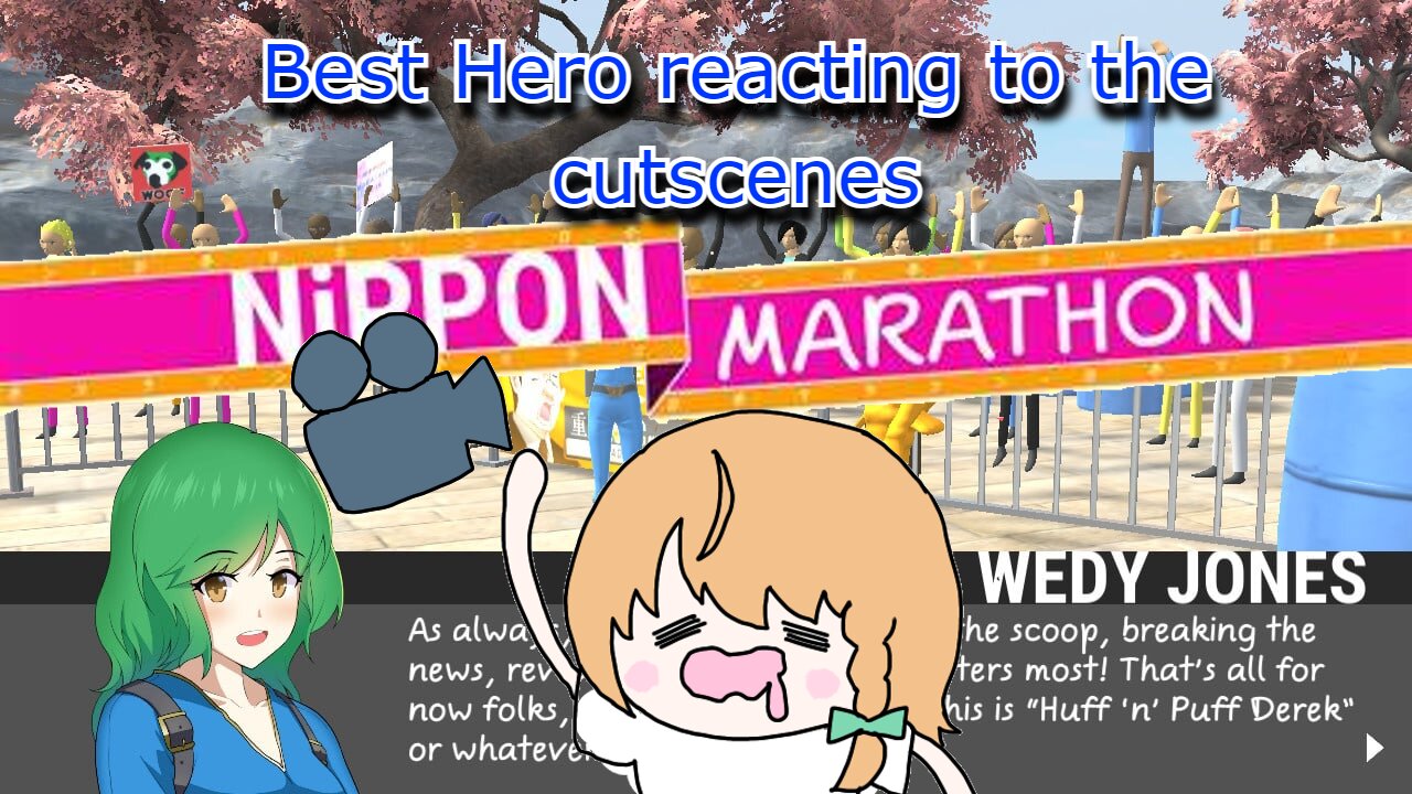 vtuber Elena Yunagi reacting to the News scenes in - Nippon Marathon