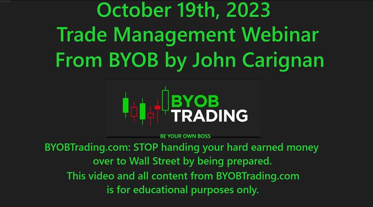 October 19th, 2023 BYOB Trade Management Webinar. For educational purposes only.