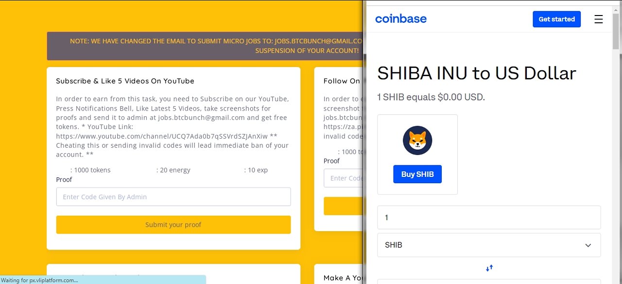 How To Get Free SHIBA INU SHIB TOKENS Cryptocurrency MICRO JOBS At BTC Bunch Withdraw At Coinbase