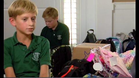 11-year-old delivers backpacks to evacuees