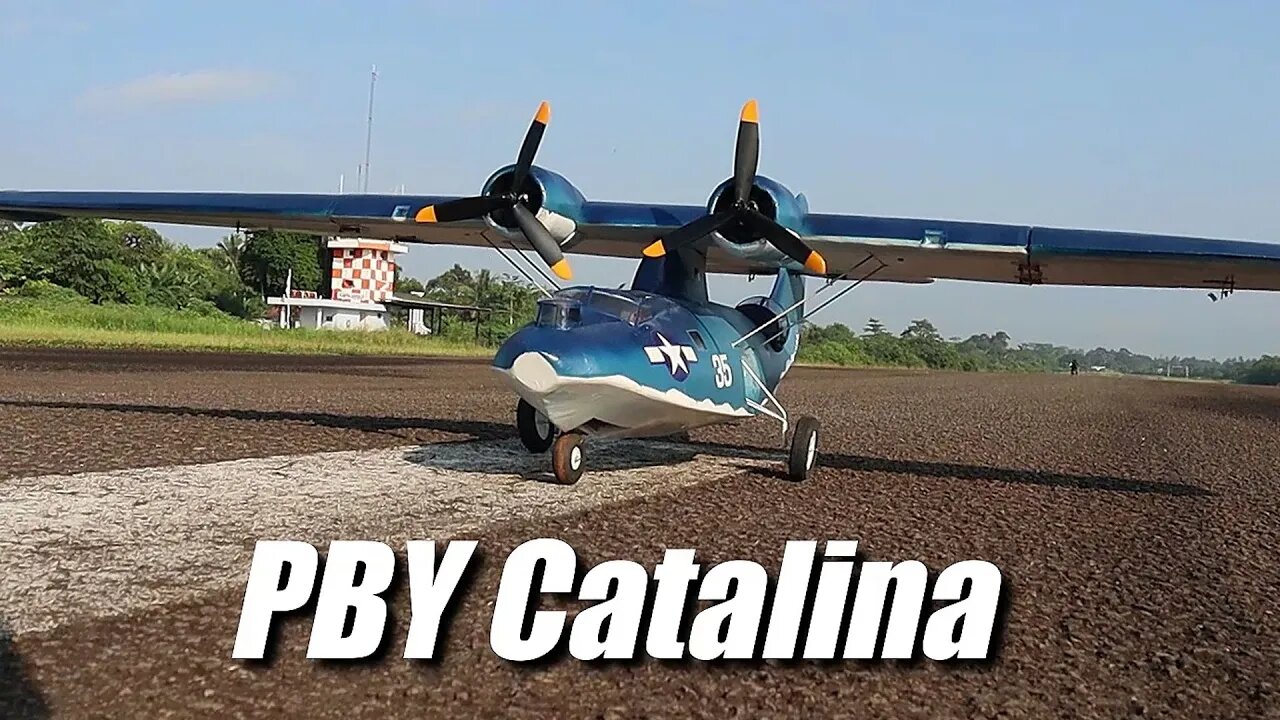 Big Size PBY Catalina RC Model Maiden Flight : Almost Crash 3 Times!!