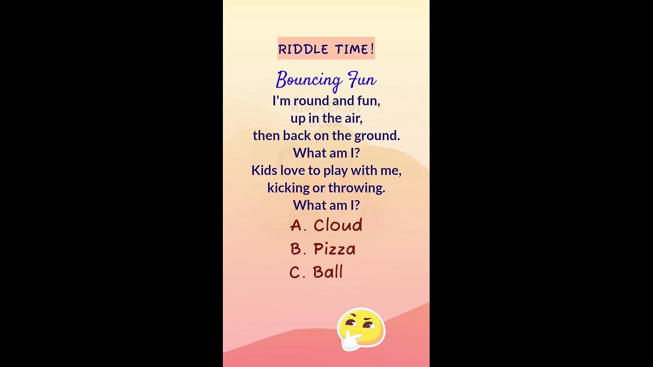 🌟 Can you guess the round wonder that brings joy to every bounce? #KidsRiddles #PlayfulPuzzles #kid