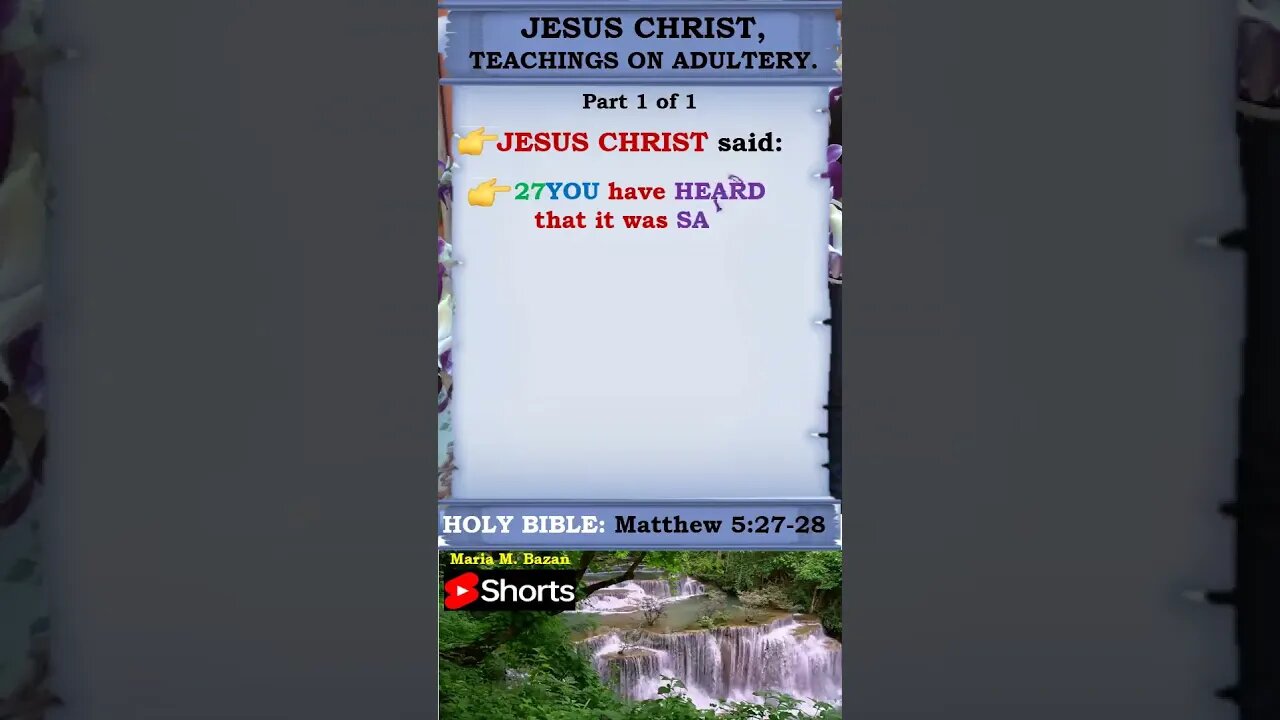 JESUS CHRIST'S TEACHINGS ON ADULTERY P1 of 1 #shorts