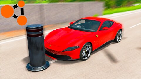 Ferrari vs Bollard in Beamng Drive