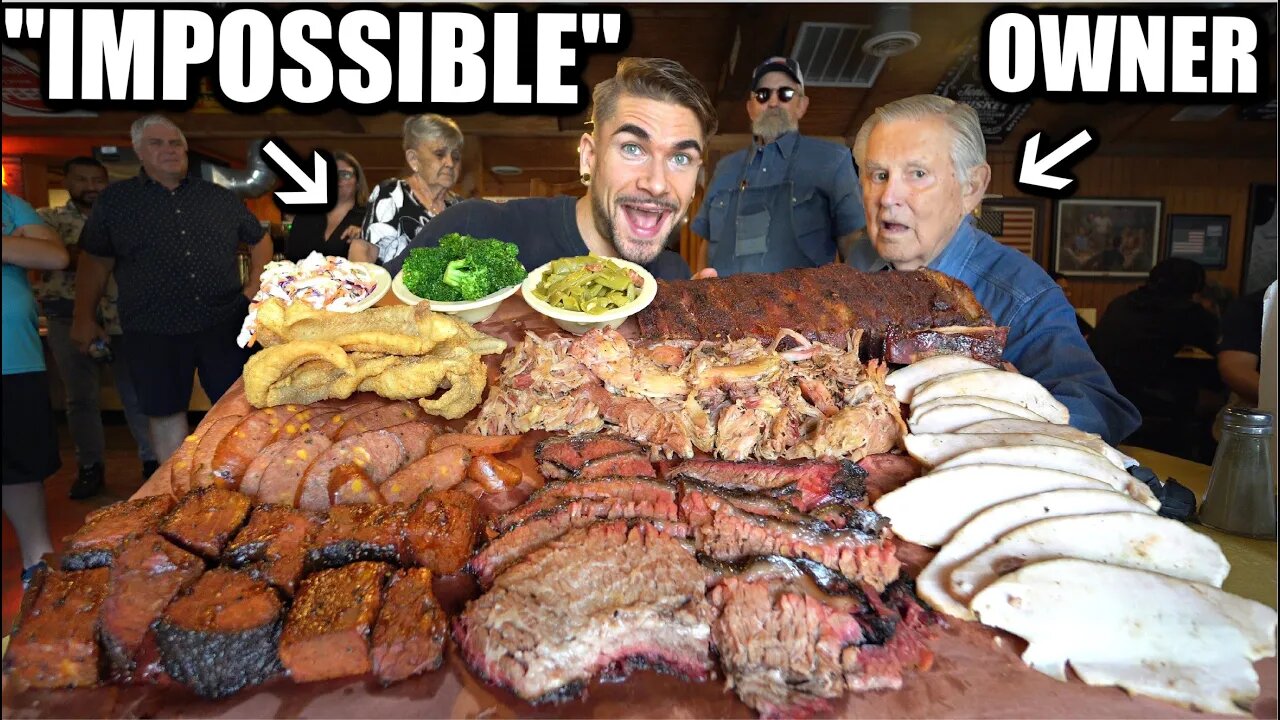 88 YEAR OLD OWNER SAID I'D FAIL THIS NEVER BEATEN TEXAS BBQ CHALLENGE | Joel Hansen